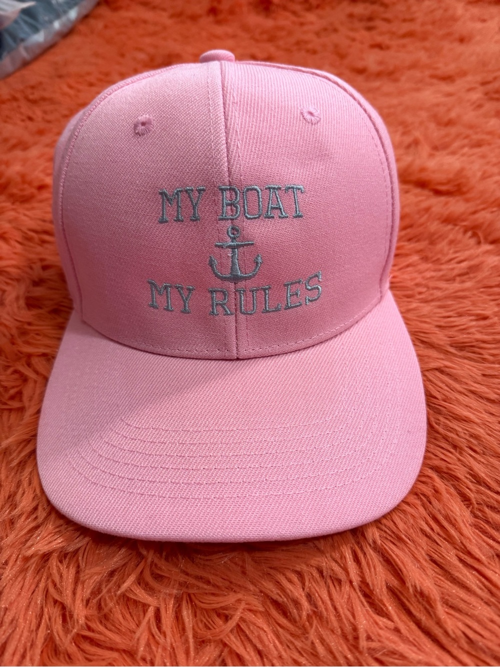 Pink 'My Boat My Rules' Embroidered Baseball Cap